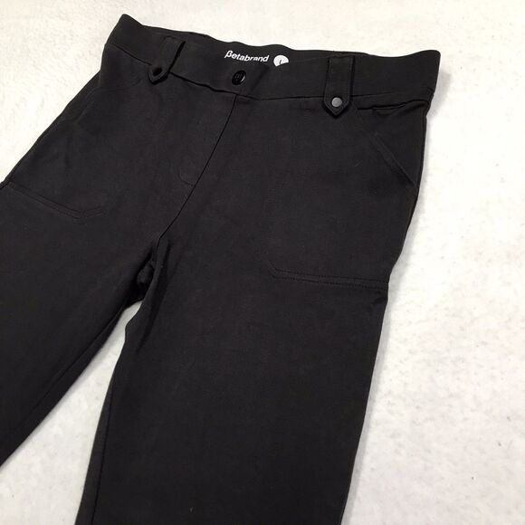 BETABRAND Pants Women's L 32x26 Slate Black 2 Pocket Utility Ankle Crop Yoga - Picture 4 of 16